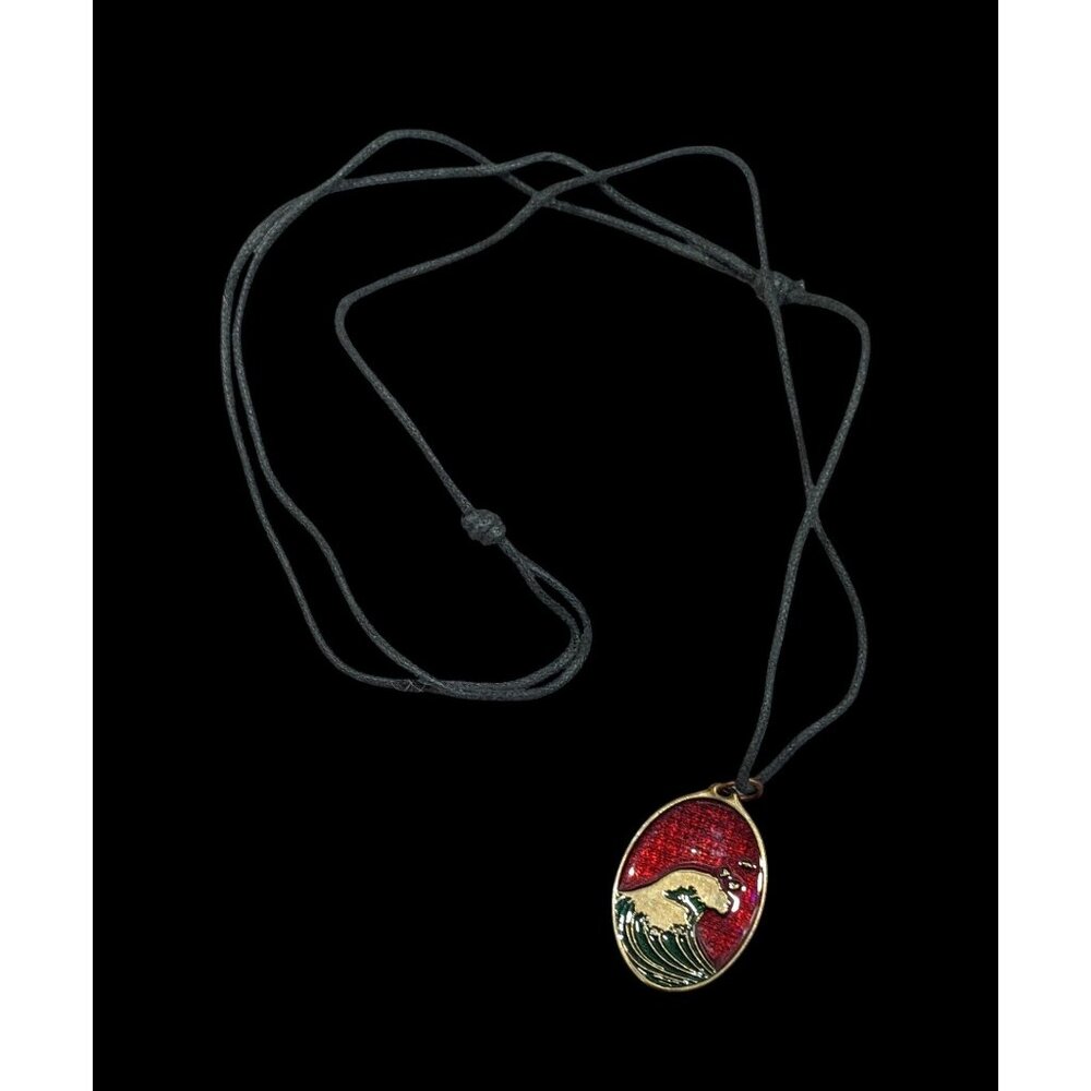 Peace Bronze 2010 Enamel Wave Pendant Necklace